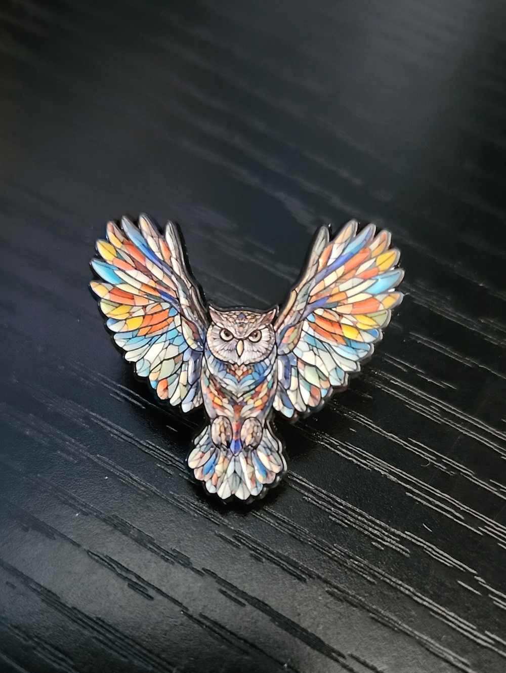 Multicolor Owl Enamel Pin - Bird Accessory